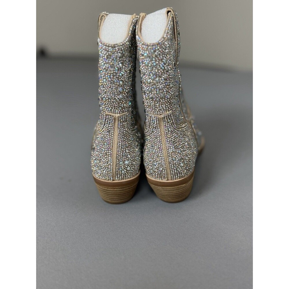 Madden Girl Rhinestone Western Ankle Boots – Size 6 – Sparkly Cowgirl Booties - Picture 4 of 16